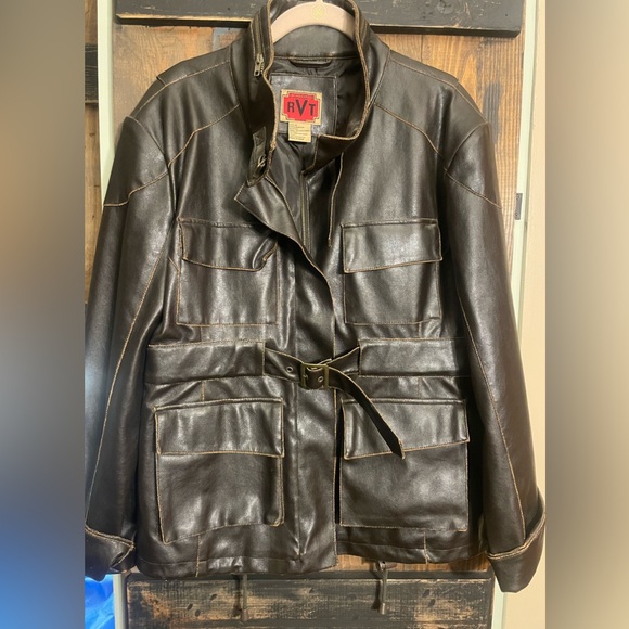 RVT | Jackets & Coats | Rvt Womens Xl Dark Brown Faux Leather Tie Belt ...
